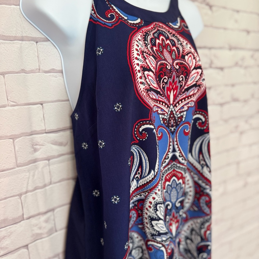 Banana Republic Factory Navy and Red Paisley Top